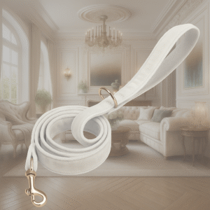 Velours-Laisse en Velours-Blanche