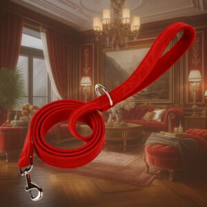 Velours-Laisse en Velours-Rouge